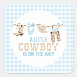 Rodeo Western Cowboy Baby Shower Square Sticker