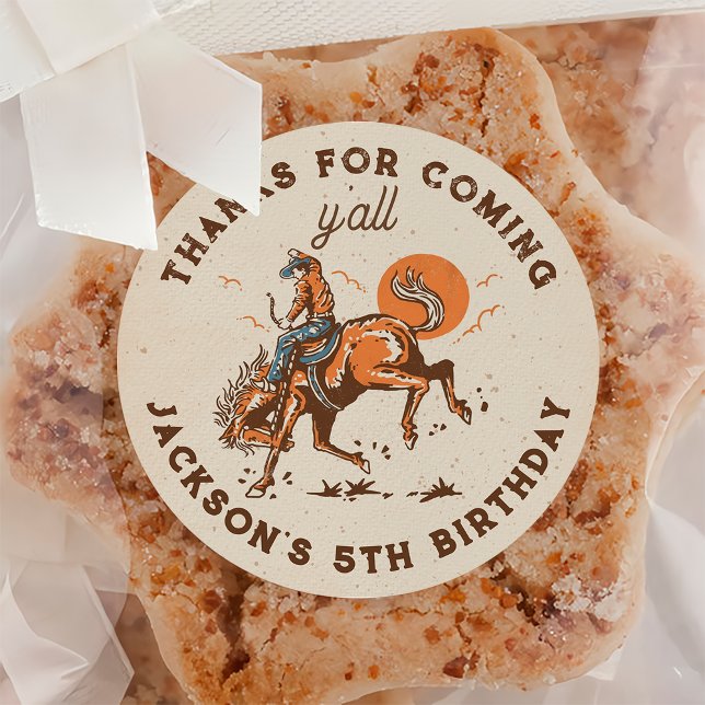 Rodeo Western Cowboy Birthday Sticker (Creator Uploaded)