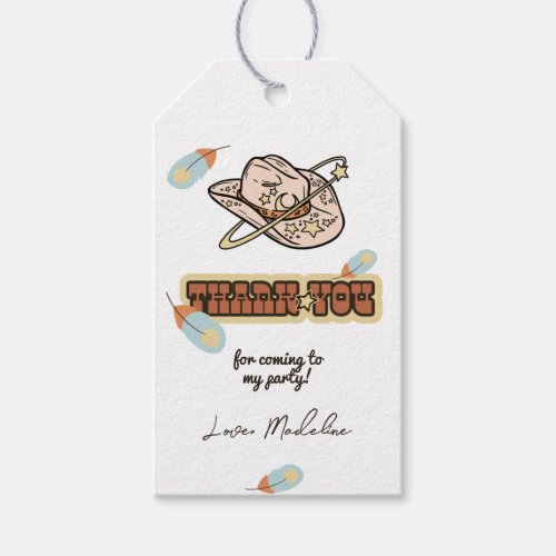 Rodeo Western Cowboy Pink Birthday Thank You Tag