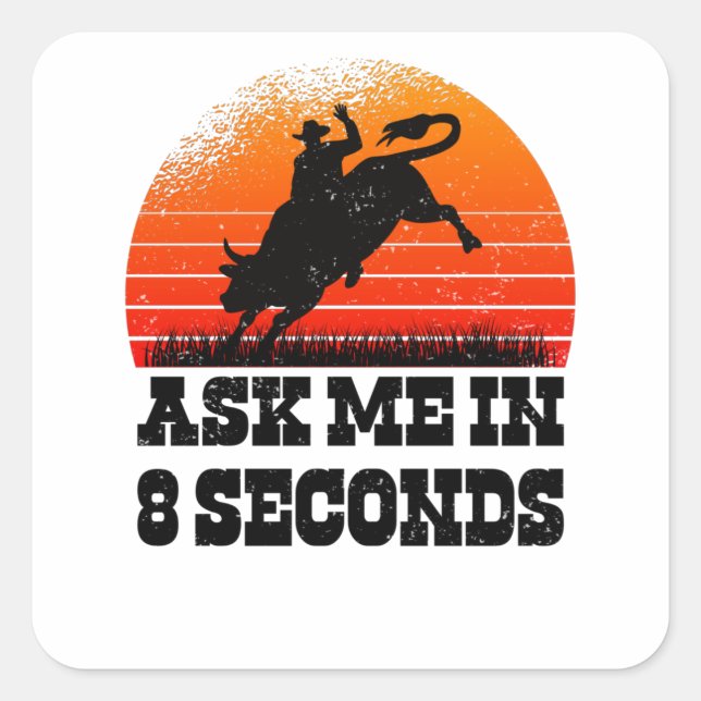Rodeo Western Cowboy Wild West Retro Bull Square Sticker (Front)