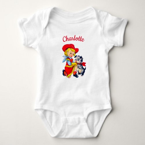 Rodeo western cowgirl personalized name girl  baby bodysuit