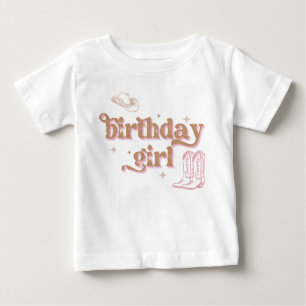 Rodeo Western Pink Cowgirl Birthday Baby T-Shirt