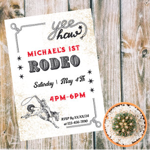 Rodeo Western Riding Cowboy Birthday Invitation