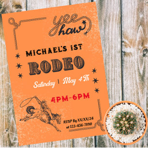 Rodeo Western Riding Cowboy Country Birthday  Invitation