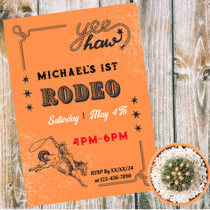 Rodeo Western Riding Cowboy Country Birthday  Magnetic Invitation