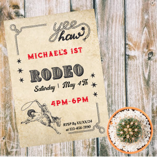 Rodeo Western Riding Cowboy Rodeo Birthday Invitation