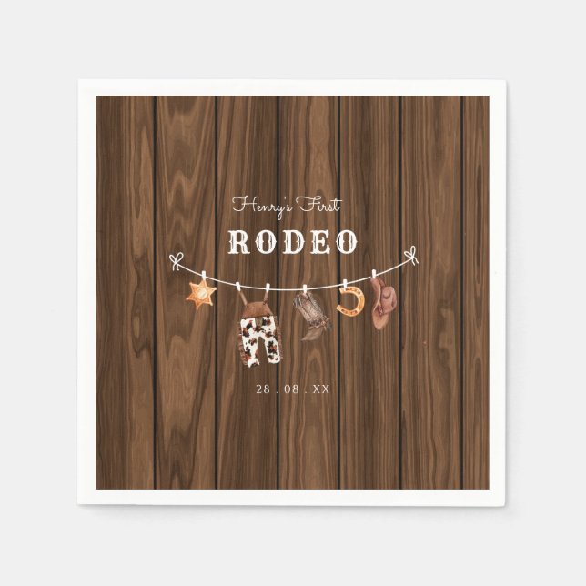 Rodeo Wild West rustic Western cowboy birthday Napkins (Front)