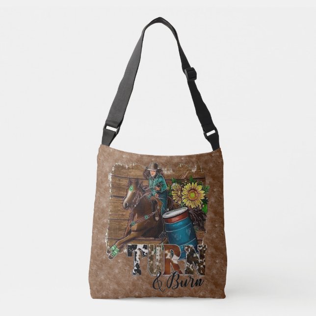 Rodeo Women Barrel Racing Turn and Burn Crossbody Bag (Front)