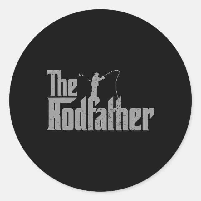 Rodfather Funny Fishing Lover Rod Fish Dad Fisherm Classic Round Sticker (Front)