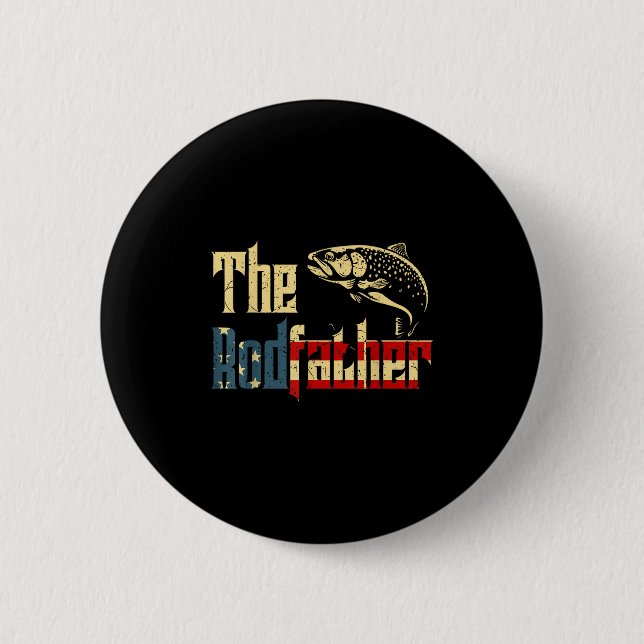 Rodfather Funny Trout Fly Fishing Dad Gift From Da Button (Front)