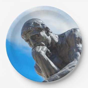 Rodin Thinker Statue Paper Plates by bbourdages at Zazzle