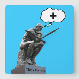 Rodin's Thinker Statue - Think Positive Square Wall Clock