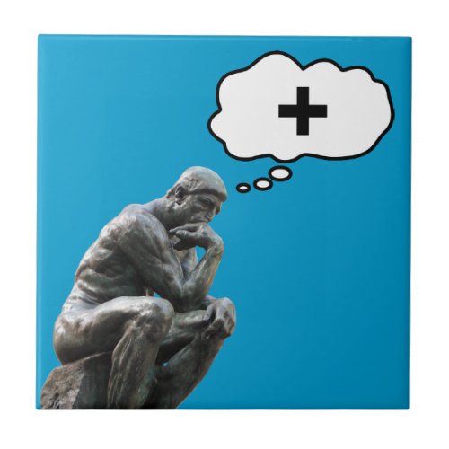 Rodins Thinker Statue _ Think Positive Tile