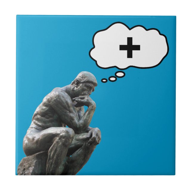 Rodin's Thinker Statue - Think Positive Tile (Front)