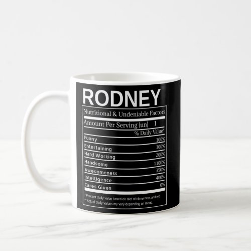 Rodney Nutrition Facts Personalized Name Coffee Mug