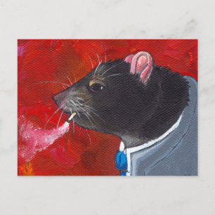 Rodney the Rat - business suit smoking unique art Postcard