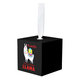 Rodolfo The Red Nosed Llama Cube Ornament