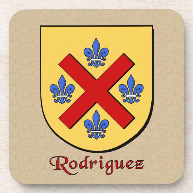 Rodriguez Family Shield Beverage Coaster (Front)