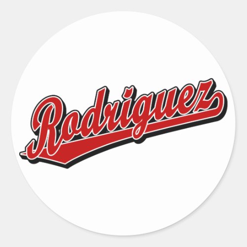 Rodriguez in Red Classic Round Sticker