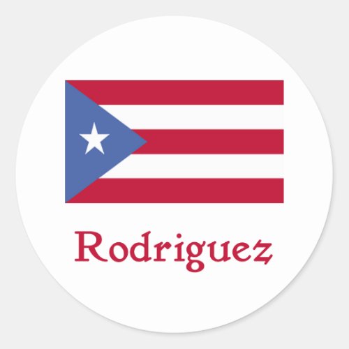 Rodriguez Puerto Rican Flag Classic Round Sticker