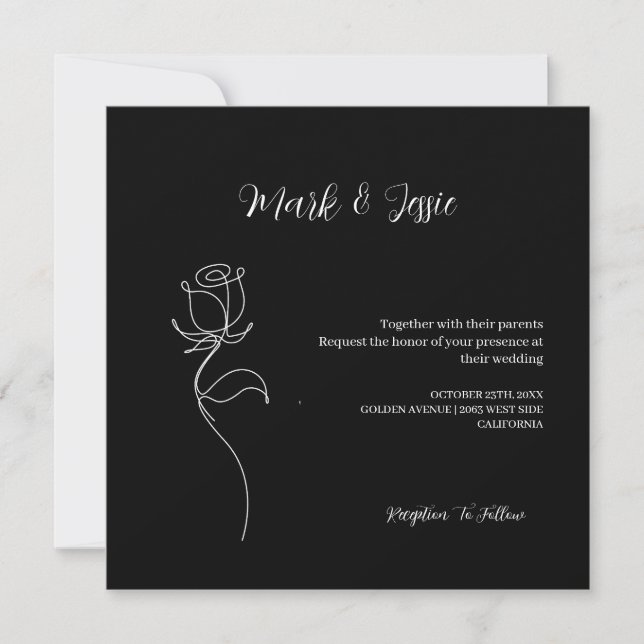 ROE Black & White Simple Wedding Invitation (Front)