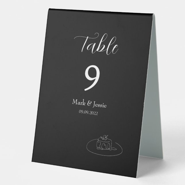 ROE Black & White Simple Wedding Table Tent (Front)