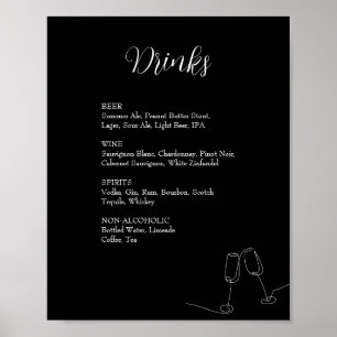 ROE Black & White Simple Weeding Drinks Sign
