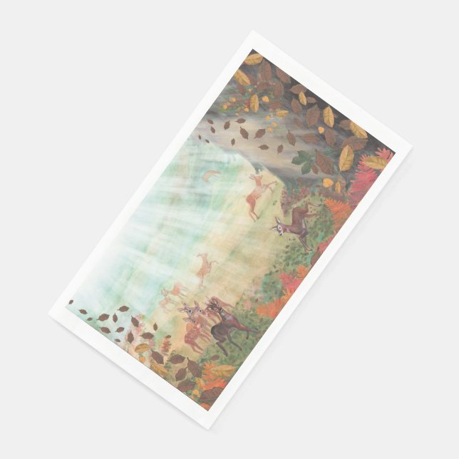 Roe Deer Capreolus capreolus in Forest Sunlight  Paper Guest Towels (Corner)