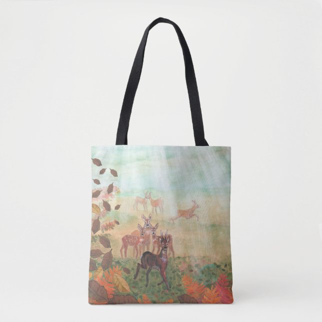 Roe Deer Capreolus capreolus in Forest Sunlight    Tote Bag (Front)