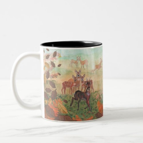 Roe Deer Capreolus capreolus in Forest Sunlight   Two_Tone Coffee Mug