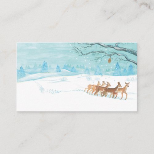 Roe Deer Group in Winter Enclosure Card