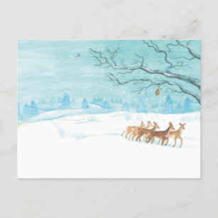 Roe Deer Group in Winter Postcard