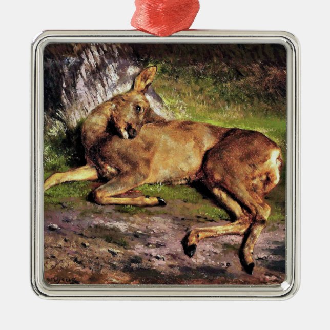 Roe Deer in the Forest (by Rosa Bonheur) Metal Ornament (Front)