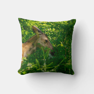 Roe deer in the forest. throw pillow