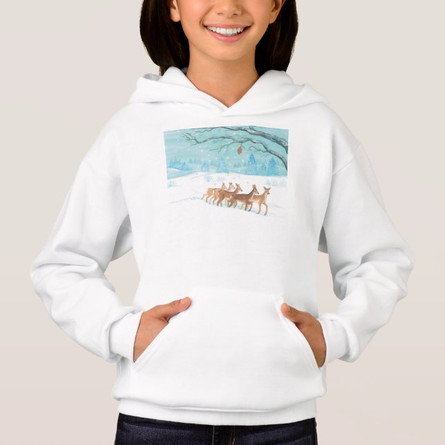 Roe Deer in Winter Hoodie (Front)