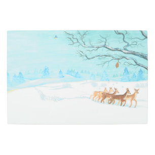 Roe Deer snowy winter landscape Metal Print
