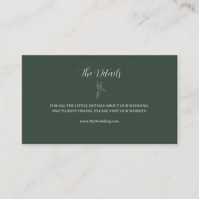 ROE Dusky Green & White Simple Wedding Enclosure Card (Front)