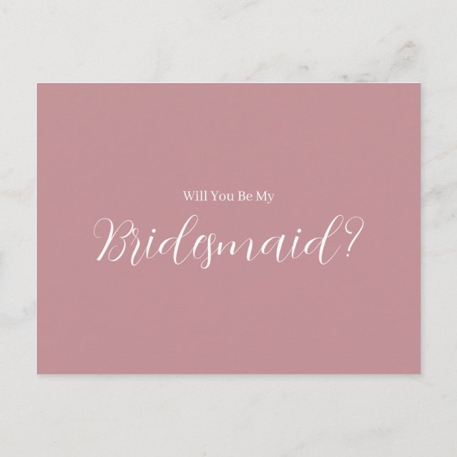 ROE Pink & White Simple Bridesmaid Postcard (Back)