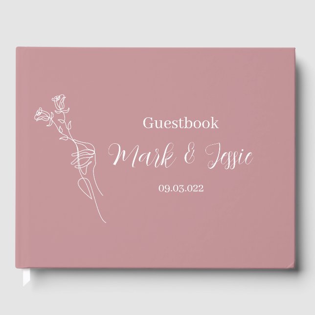 ROE Pink & White Simple Wedding Guest Book (Front)