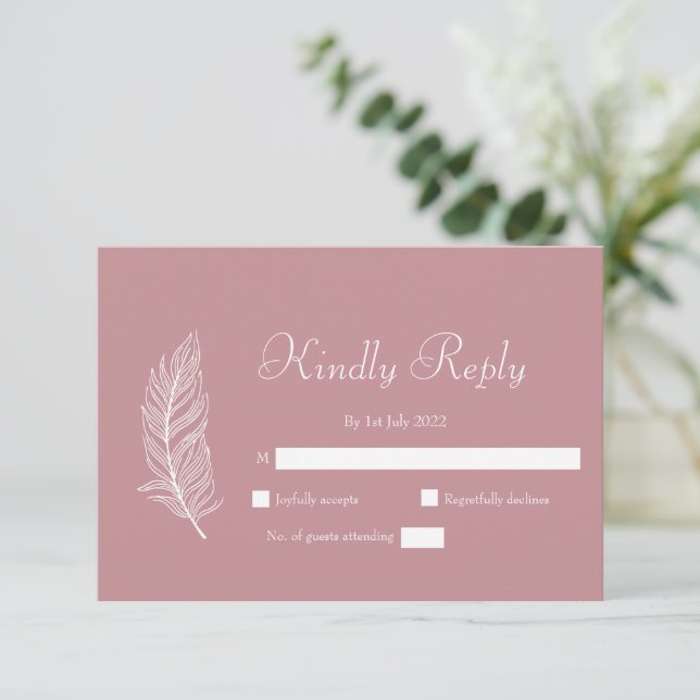 ROE Pink & White Simple Wedding RSVP Card (Standing Front)