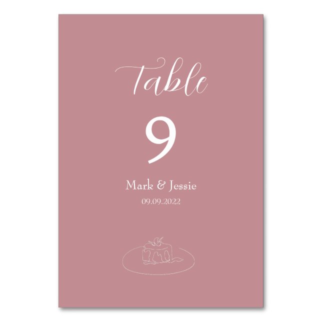 ROE Pink & White Simple Wedding Table Number (Front)