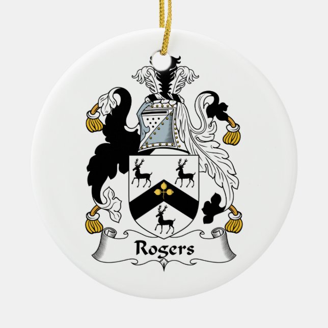 Rogers Family Crest Ceramic Ornament (Front)