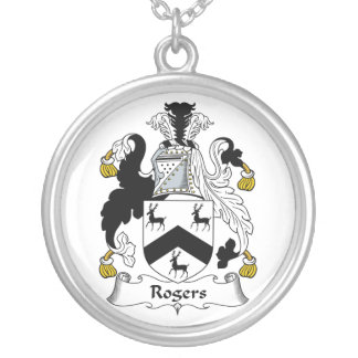 Rogers Family Crest Silver Plated Necklace