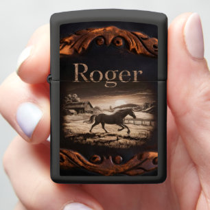 Roger's Horse Painting Zippo Lighter
