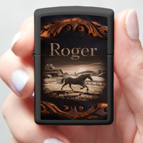 Rogers Horse Painting Zippo Lighter