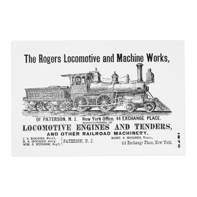 Rogers Locomotive Works 1870 Placemat (Front)