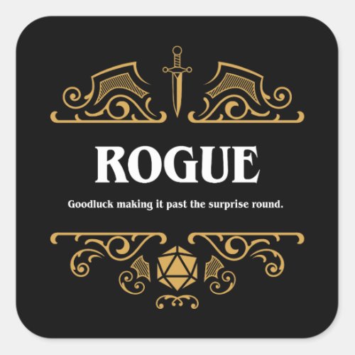 Rogue Class Tabletop RPG Gaming Square Sticker