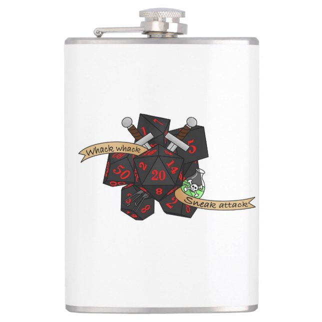 Rogue Dice Design Flask (Front)