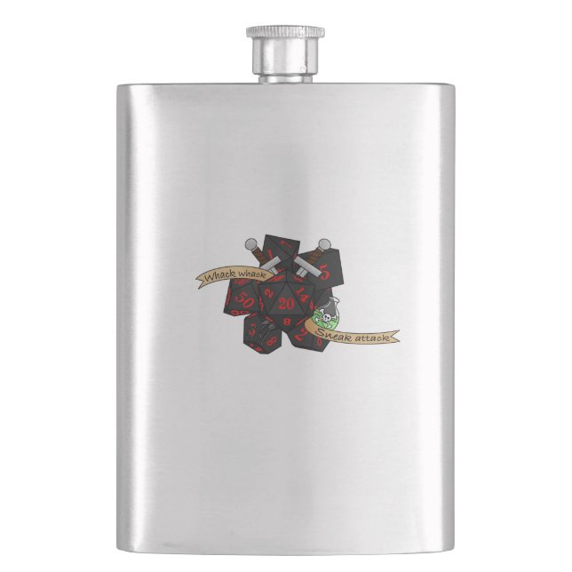 Rogue Dice Design Flask (Front)