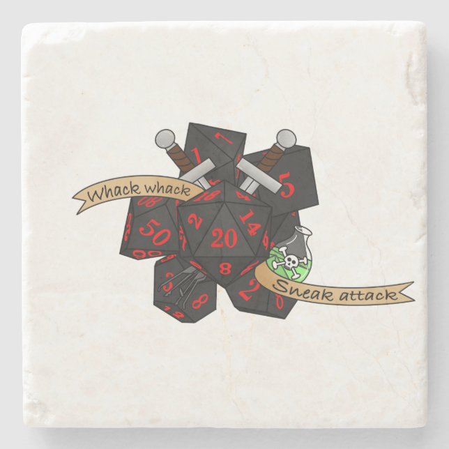 Rogue Dice Design Stone Coaster (Front)